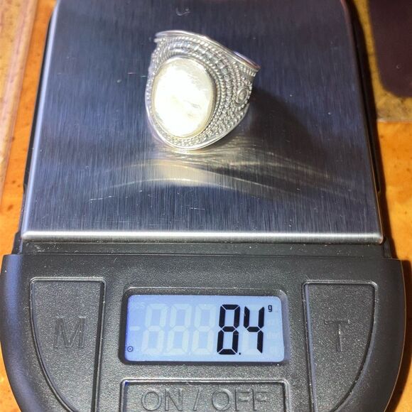 Natural Rainbow Moonstone Sterling Silver Ring Size 6 - Picture 9 of 9